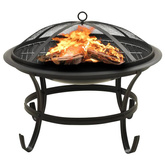vidaXL Palenisko i grill 2-w-1, z pogrzebaczem, 56x56x49 cm, stal