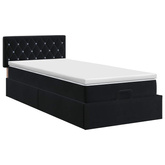 Łóżko ottoman z materacem Z zagłówkiem Czarny 90 x 190 cm Welur