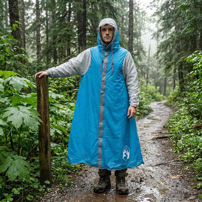 Peleryna przeciwdeszczowa 2 w 1 z kapturem niebieski