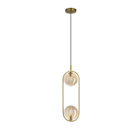Lampa wisząca CORDEL vintage - złoty mosiądz z bursztynowymi kloszami kulkami - eleganckie oświetlenie salonu 2x G9 LED
