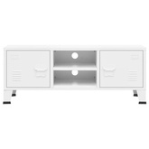 vidaXL Industrialna szafka pod TV, biała, 105x35x42 cm, metalowa