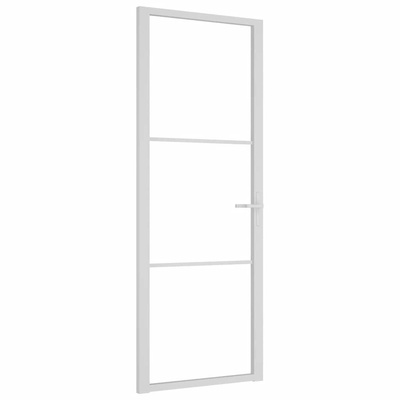 vidaXL Drzwi wewnętrzne, 76x201,5 cm, białe, szkło ESG i aluminium