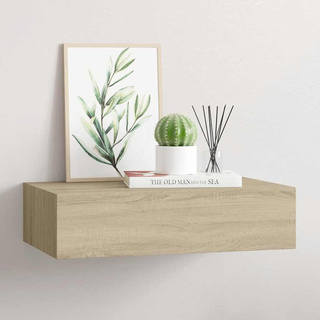 Półka ścienna z szufladą, kolor dębu, 40 x 23,5 x 10 cm, MDF