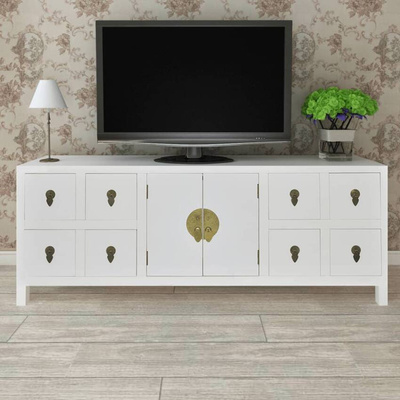 vidaXL Szafka pod TV, biała, 110x24x48 cm, materiał drewnopochodny