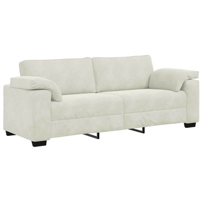 Sofa 3-osobowa, kremowa, 220x77x82 cm, aksamit