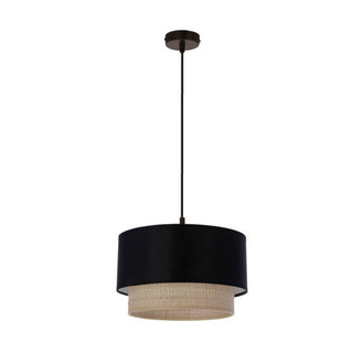 Lampa wisząca z abażurem Sferia czarno-beżowa do salonu