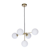 Lampa wisząca mosiądz mleczny klosz kulka 5x28W Mati Candellux 35-73778