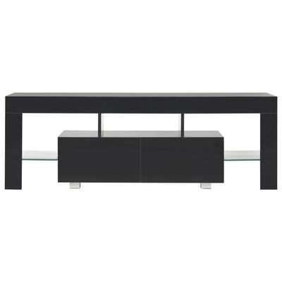 vidaXL Szafka pod TV ze światłem LED, błyszcząca, czarna, 130x35x45cm
