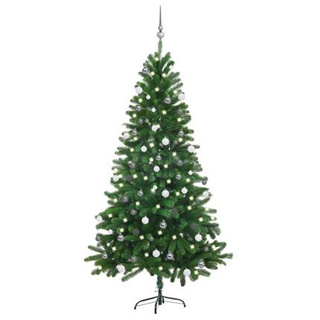 vidaXL Sztuczna choinka z lampkami i bombkami, 180 cm, zielona model standard