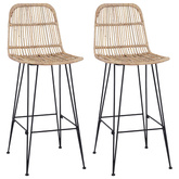 Stołek barowy 2 szt. naturalny 44 x 55 x 109 cm Rattan i Stal