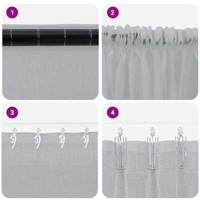 Firany Voile 2 pcs Ciemnoszary 260 x 140 cm Poliester