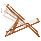vidaXL Składany leżak, drewno eukaliptusa i kremowa tkanina