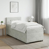 Łóżko Box Spring z materacem i LED jasnoszary 80 x 200 cm Welur