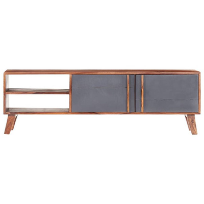 vidaXL Szafka pod TV, szara, 140x30x45 cm, lite drewno sheesham