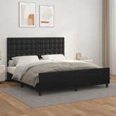 vidaXL Rama łóżka z zagłówkiem, czarna, 180x200 cm, sztuczną skórą