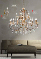 Żyrandol kryształowy francuskie złoto 88cm 15xE14 AURORA 30-99801