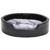 vidaXL Legowisko dla psa, czarno-szare, 69x59x19 cm, plusz i ekoskóra
