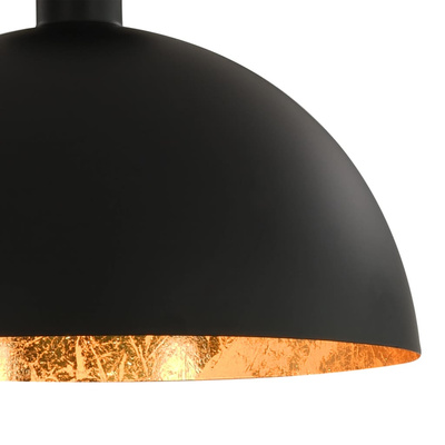Lampy sufitowe, 2 szt., czarno-złote, półkoliste, E27