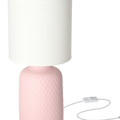 Lampka nocna Iner różowa ceramiczna z abażurem Candellux