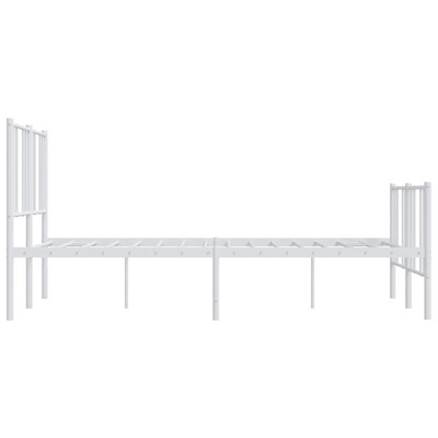 vidaXL Metalowa rama łóżka z wezgłowiem i zanóżkiem, biała, 120x200 cm model standard