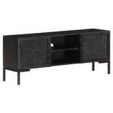 vidaXL Szafka pod TV, czarna, 115x30x46 cm, lite drewno mango
