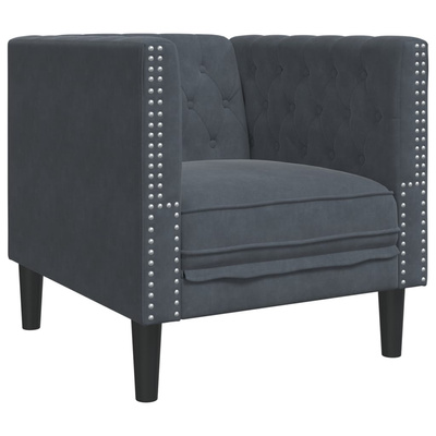 Fotel Chesterfield, ciemnoszary, tapicerowany aksamitem