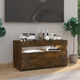 vidaXL Szafka pod TV z oświetleniem LED, przydymiony dąb, 75x35x40 cm
