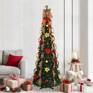 Sztuczna choinka z 200 diodami LED Zielony 215 cm PVC