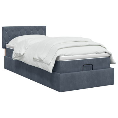 Łóżko ottoman z materacem ciemnoszary 80 x 200 cm Welur