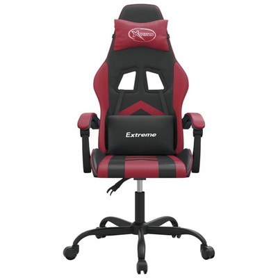 vidaXL Obrotowy fotel gamingowy, czarno-bordowy, sztuczna skóra model standard