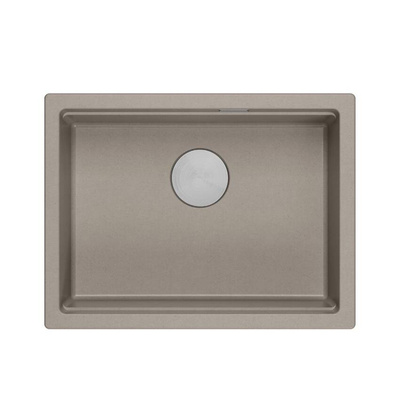 LOGAN 100 GraniteQ zlewozmywak soft taupe 59,5x45,1x21,5 cm 1-komorowy podwieszany z syfonem manualnym stal szlachetna