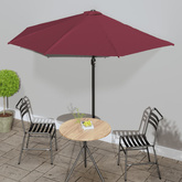 Półparasol balkonowy, aluminiowy słupek, bordo, 300x155x223 cm