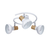 Lampa sufitowa spirala metal biała + drewno 3E14 Puerto Candellux 98-62697