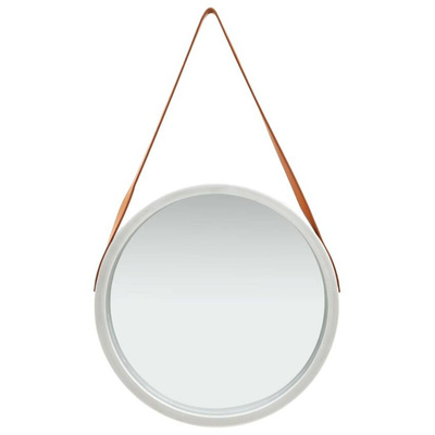 vidaXL Lustro ścienne na pasku, 50 cm, srebrne