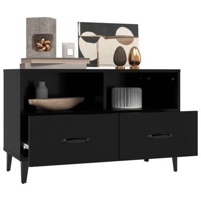 vidaXL Szafka pod TV, czarna, 80x36x50 cm, materiał drewnopochodny wariant 7