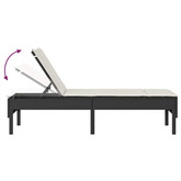 Leżak z poduszką Czarny 55x200x44cm polirattan