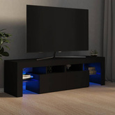 vidaXL Szafka pod TV z oświetleniem LED, czarna, 140x36,5x40 cm