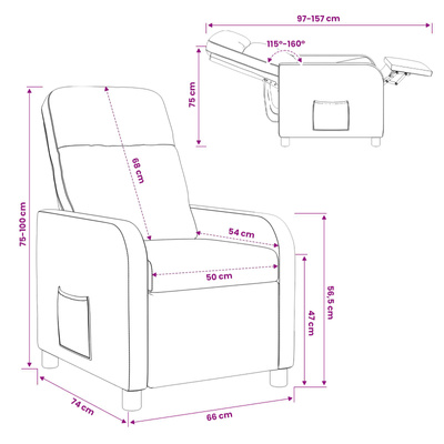 Fotel recliner Ciemnozielony tkanina