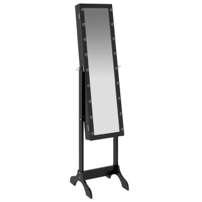 vidaXL Lustro stojące z LED, czarne, 34x37x146 cm