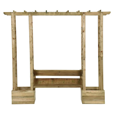 z ławką i donicami, impregnowane drewno sosnowe Pergola
