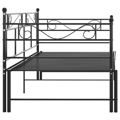 Sofa z wysuwaną ramą łóżka, czarna, metalowa, 90x200 cm wariant 5