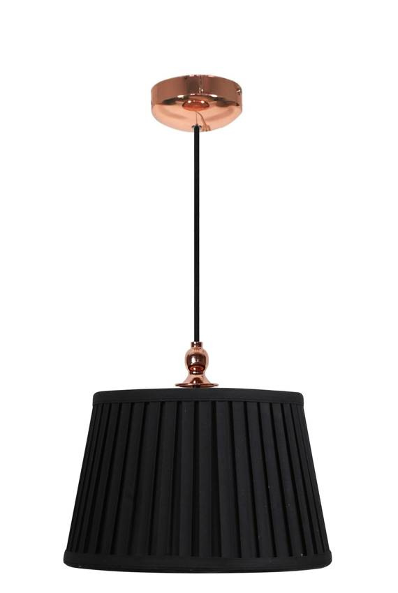 Lampa wisząca z abażurem Amore czarno-miedziana do salonu E27