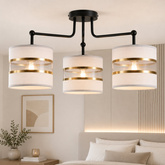 Lampa sufitowa czarny 3xE27 abażur biały + złoty Andy 33-00514