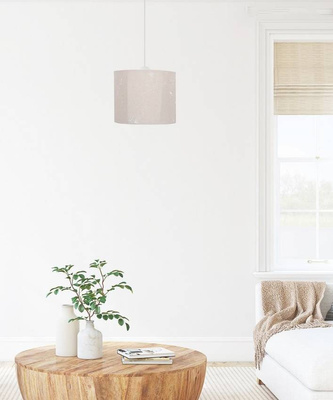 Lampa wisząca z abażurem Farm beżowa tkaninowa 25 cm skandynawska