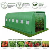 Tunel Ogrodowy Foliowy Szklarnia Na Warzywa Okna Zielony UV 4x2,5x2 M 10M²