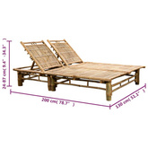 vidaXL 2-osobowy leżak z poduszkami, bambusowy