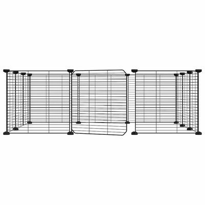 Klatka dla zwierząt z bramką, 12 paneli, czarna, 35x35 cm, stal