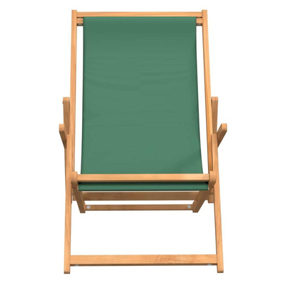 Składany leżak plażowy, lite drewno tekowe, zielony vidaXL