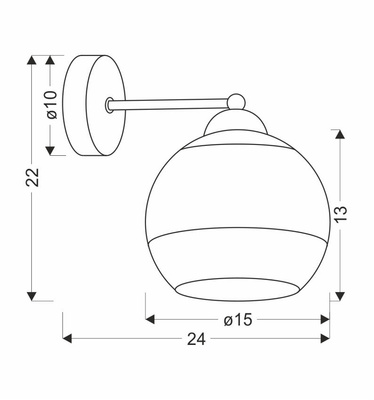 Contessa Lampa Kinkiet Czarny 1X40 E27 Klosz Złoty