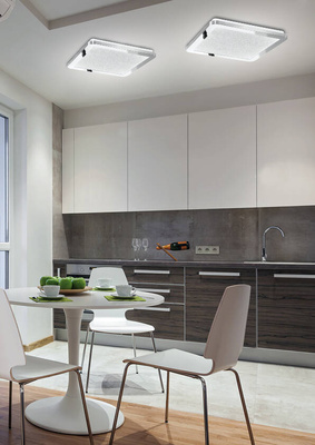 Plafon do łazienki NEXIT minimalistyczny – srebrny chromowany 40 cm – plafon z funkcją ściemniania LED 3000K 24W IP44 